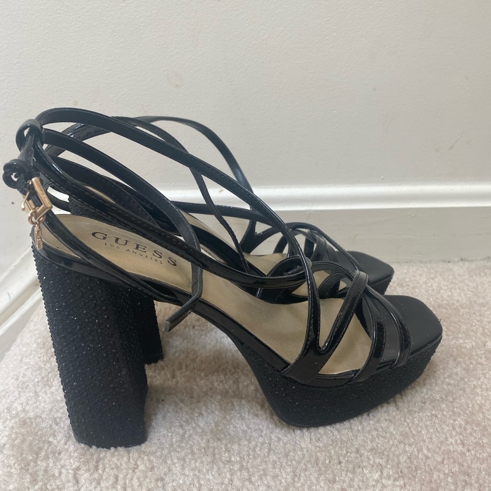 GUESS Strappy Black Platform heels